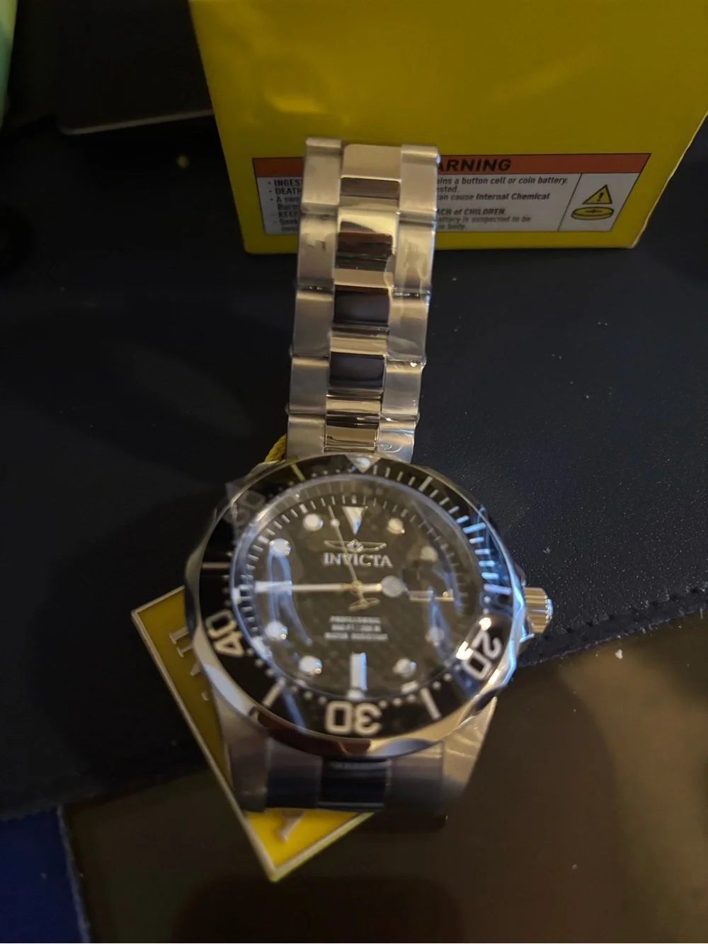 Invicta Silver Watch with Black Dial and Bezel